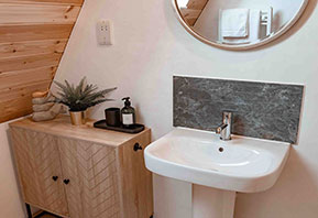 Glamping cabin bathroom Suffolk 