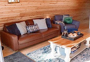 Glamping cabin lounge Suffolk