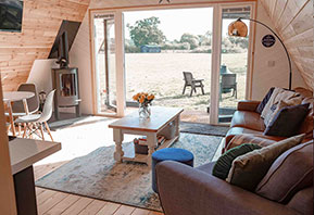 Glamping cabin lounge Suffolk