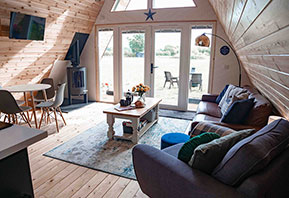 Glamping cabin lounge Suffolk